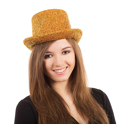 Золотая блестящая шляпа - цилиндр