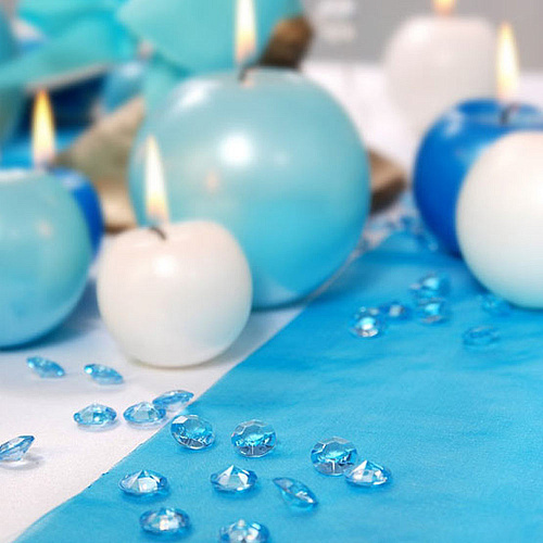 Голубые кристаллы - украшение свадебного стола