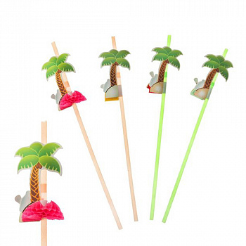Трубочки для коктейля с пальмой