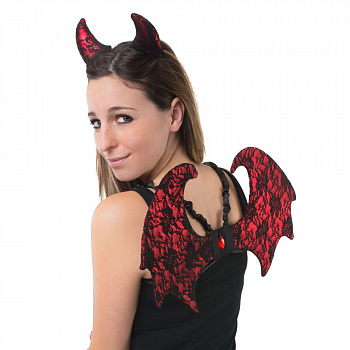 Набор дьяволицы на Хэллоуин: крылья, рожки