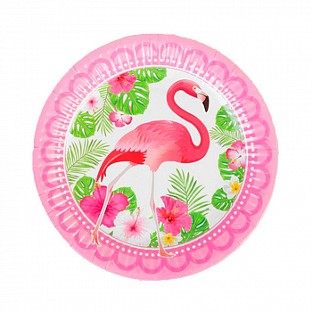 Бумажные тарелки с фламинго