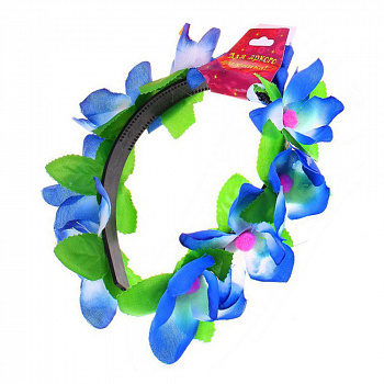 Синий гавайский ободок с цветами