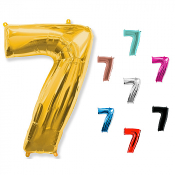 Воздушный шар-цифра с гелием «7» разных цветов