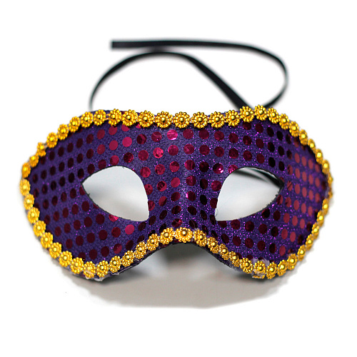Фиолетовая венецианская маска «Коломбина» с пайетками 