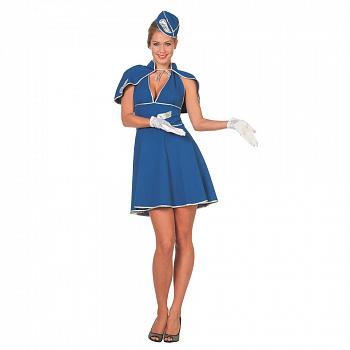 Карнавальный синий костюм стюардессы