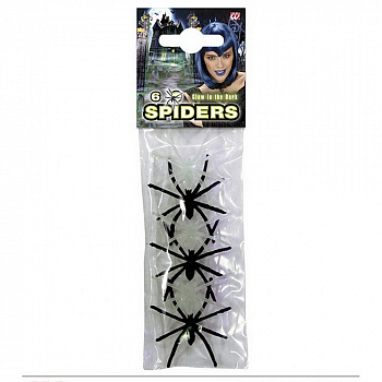 Чёрные и фосфорные пауки в наборе 6 шт
