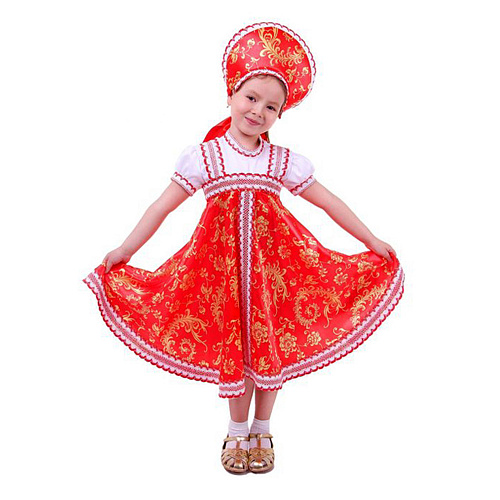 Русский народный костюм для девочки с узорами