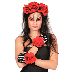 Набор «День мёртвых» на Хэллоуин: сережки, ободок, перчатки