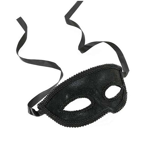 Черная венецианская маска с лентами 
