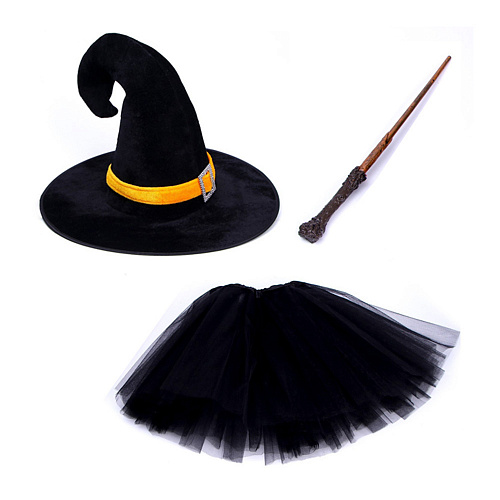 Костюм Ведьмочки: юбка, палочка, шляпа