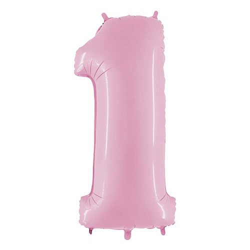 Воздушный шар-цифра с гелием «1» розовая