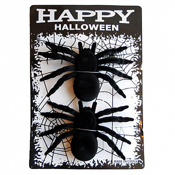 Пауки в наборе чёрные велюровые 2 шт на Хэллоуин