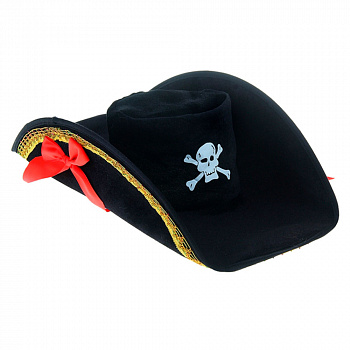 Шляпа пиратки чёрная с золотой каймой