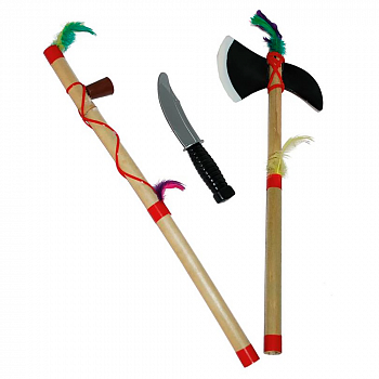 Набор индейца: томагавк, трубка и нож