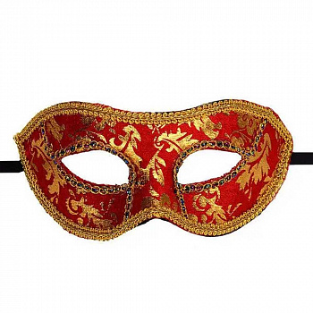 Красная венецианская маска с золотым узором 