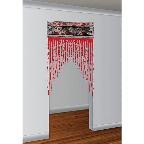 Кровавая занавеска - декор двери на Хэллоуин