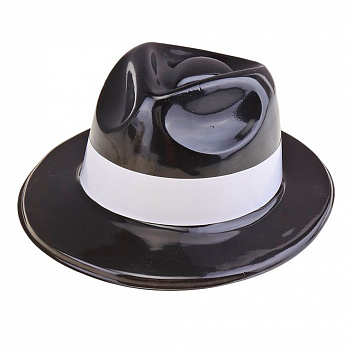 Черная шляпа гангстера с белой лентой