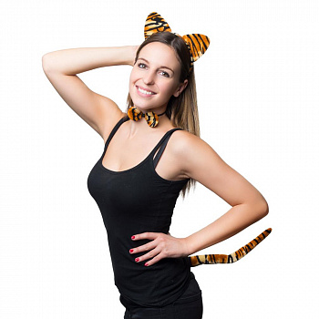 Женский набор «Тигр»: уши на ободке, хвост, бабочка