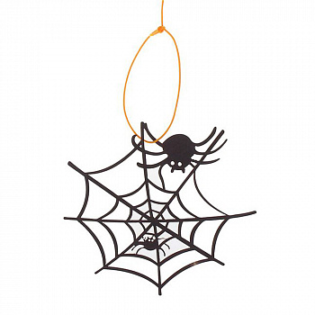 Деревянная подвеска «Паук на паутине» - украшение на Хэллоуин