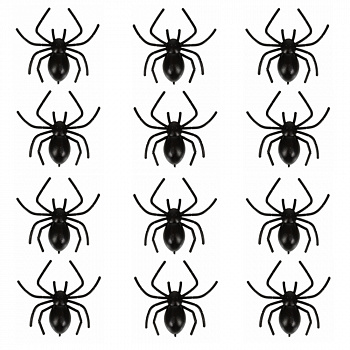 Набор черных пластиковых пауков - украшение на Хэллоуин