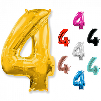 Воздушный шар-цифра с гелием «4» разных цветов
