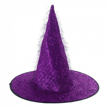 Сиреневая блестящая шляпа ведьмы