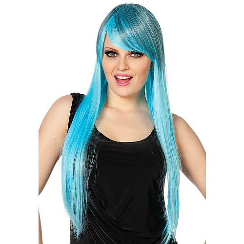 Голубой парик - длинные волосы