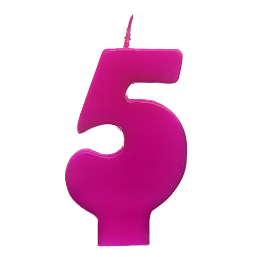Розовая свеча на торт «5»