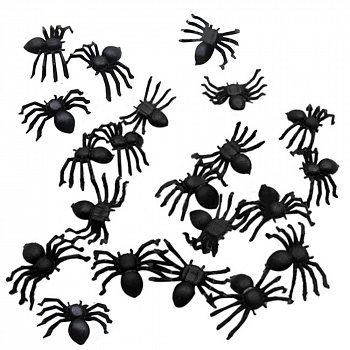 Набор чёрных маленьких пауков 100 шт