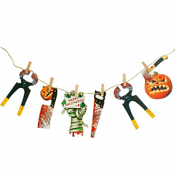 Гирлянда на прищепках «Инструменты» - украшение на Хэллоуин