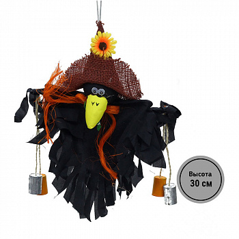 Черная ворона с бубенцами - декорация на Хэллоуин
