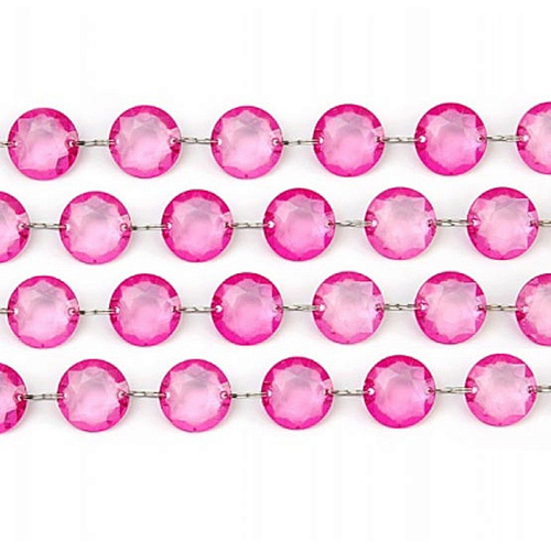 Розовая гирлянда с круглыми кристаллами