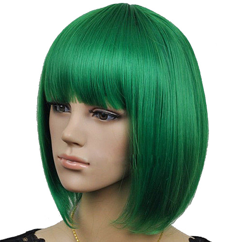 Зеленый короткий парик каре с челкой