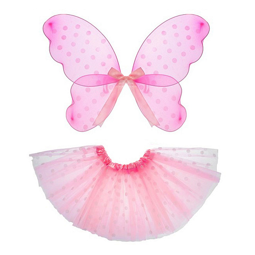 Розовый набор бабочки в горошек