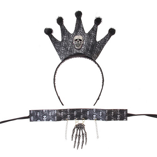 Корона с черепом на ободке в наборе с ожерельем