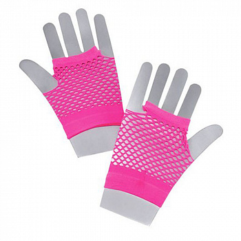 Розовые короткие перчатки в сеточку