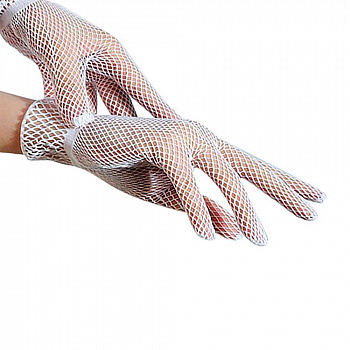Белые перчатки в сетку короткие