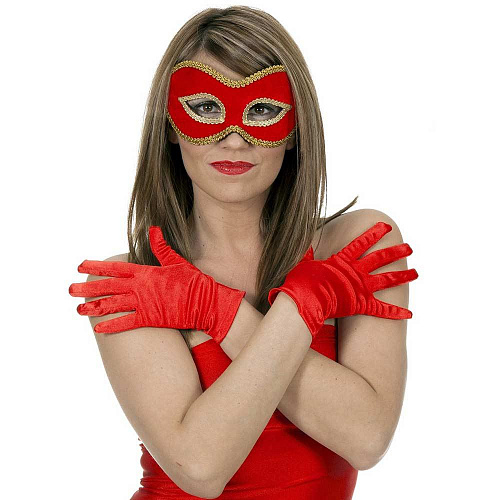 Красные шелковые перчатки для девушки