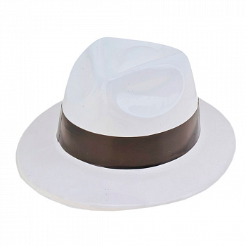 Шляпа гангстера пластик белая