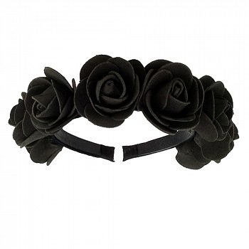 Чёрный ободок с цветами «Мёртвые розы»