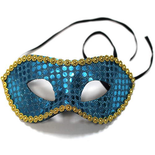 Голубая венецианская маска «Коломбина» с пайетками