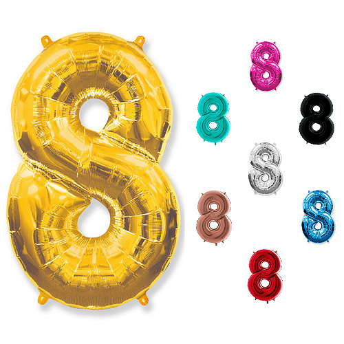 Воздушный шар-цифра с гелием «8» разных цветов