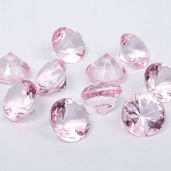 Розовые кристаллы - украшение свадебного стола - 12 мм. по 100 шт.