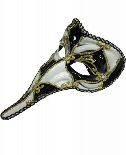 Черно-белая венецианская маска «Дзанни» 