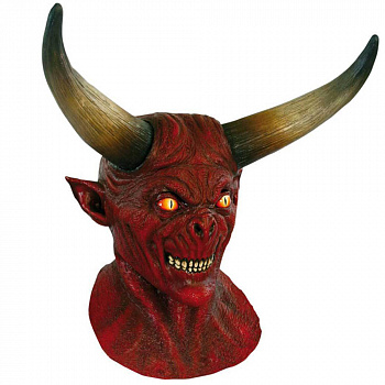 Латексная маска Дьявола с большими рогами 