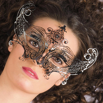Металлическая венецианская маска «Чёрная бабочка»