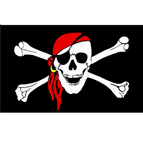 Пиратский флаг с черепом в красной бандане