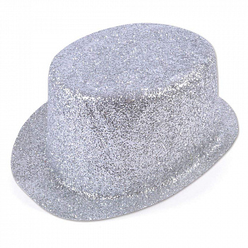 Серебряная блестящая шляпа - цилиндр