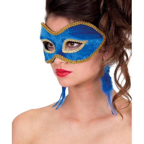 Синяя венецианская маска на лентах 