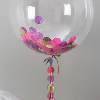 Прозрачный шар-бабл с конфетти и гелием (60 см) - 1 шт. 